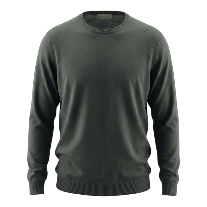 Crew Neck Long Sleeve Combed Cotton Anthracite
