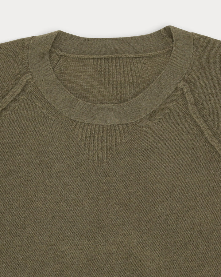 HARVARD WOOL CREWNECK SWEATER RAGLAN SLEEVES ARMY GREEN