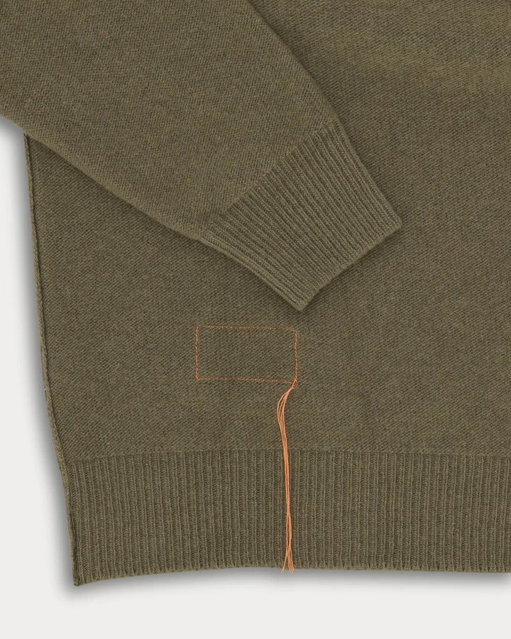 HARVARD WOOL CREWNECK SWEATER RAGLAN SLEEVES ARMY GREEN