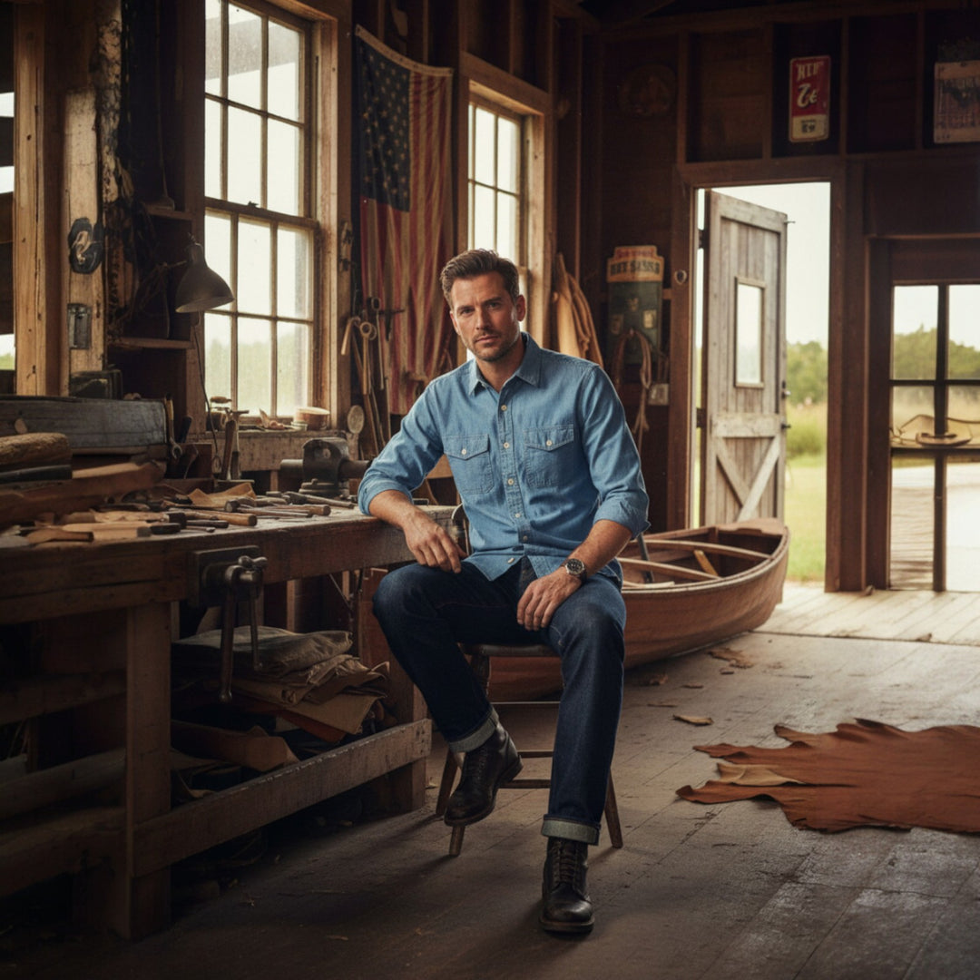 HEMP CHAMBRAY SHIRT CPO BLUE