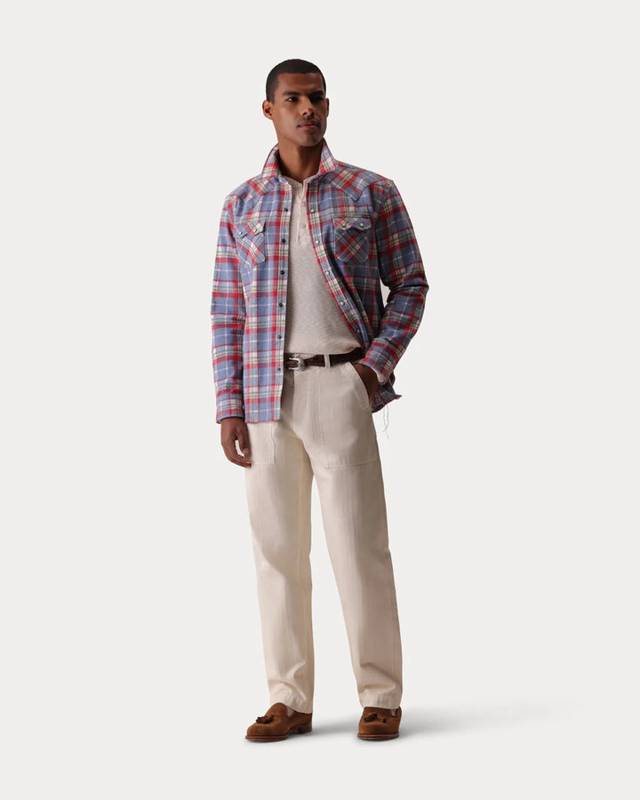 JOSH CHECKED COTTON WESTERN SHIRT RED/GREY