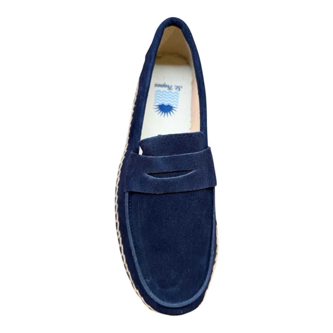 Mocassini Vera Pelle Scamosciata Suola Gomma Blu Navy