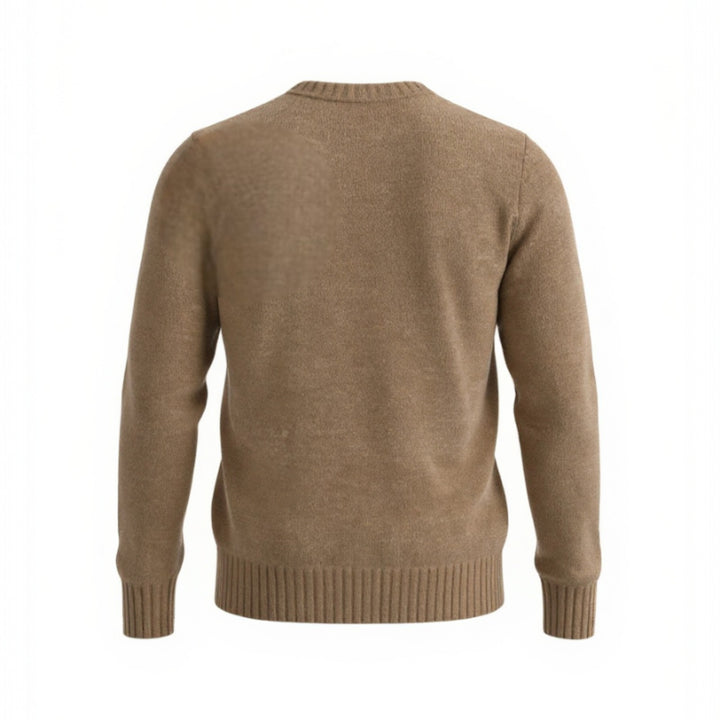 BROWN CREW NECK WOOL SWEATER