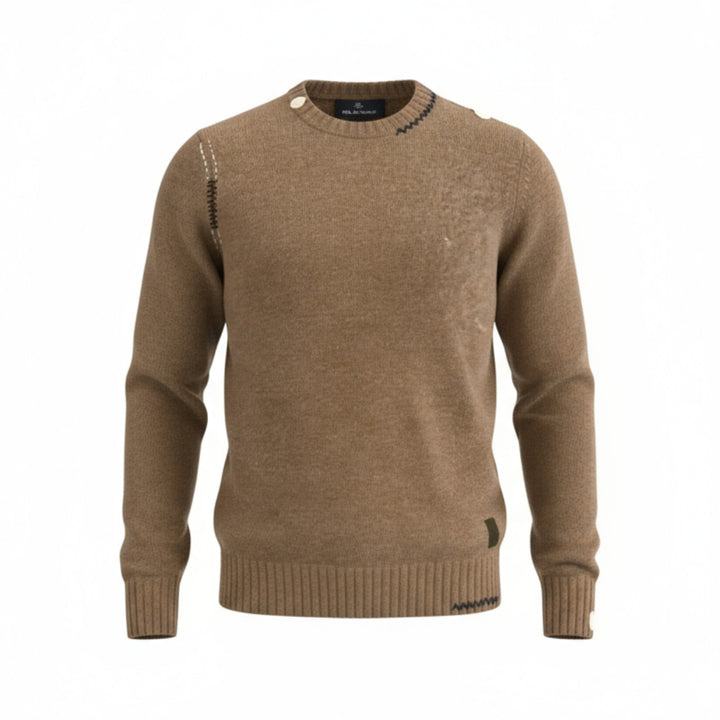 BROWN CREW NECK WOOL SWEATER