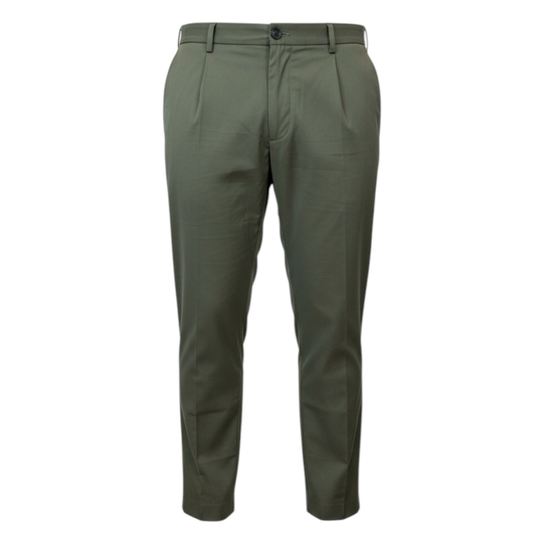 Ultralight Trousers with Elasticated Waist and Pleats Green Military