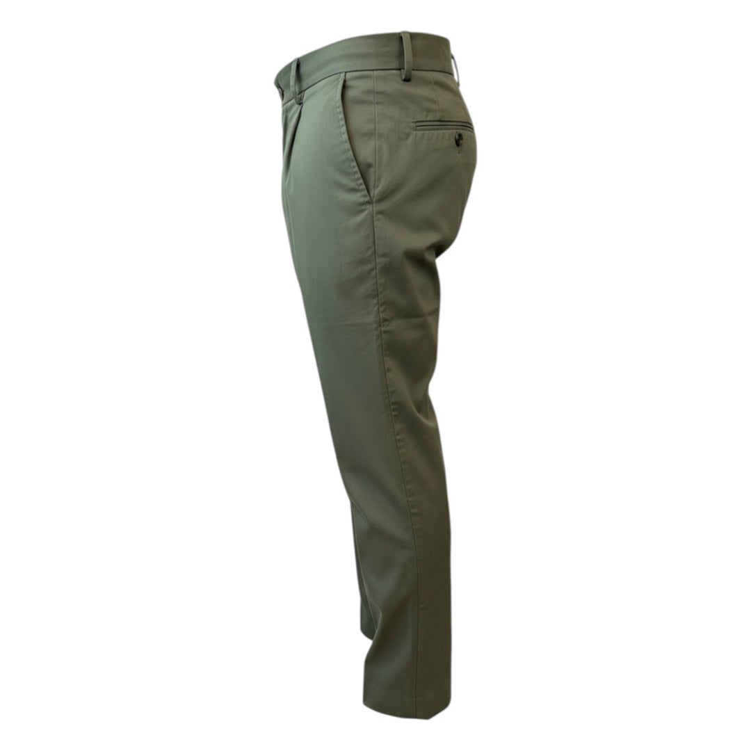 Ultralight Trousers with Elasticated Waist and Pleats Green Military