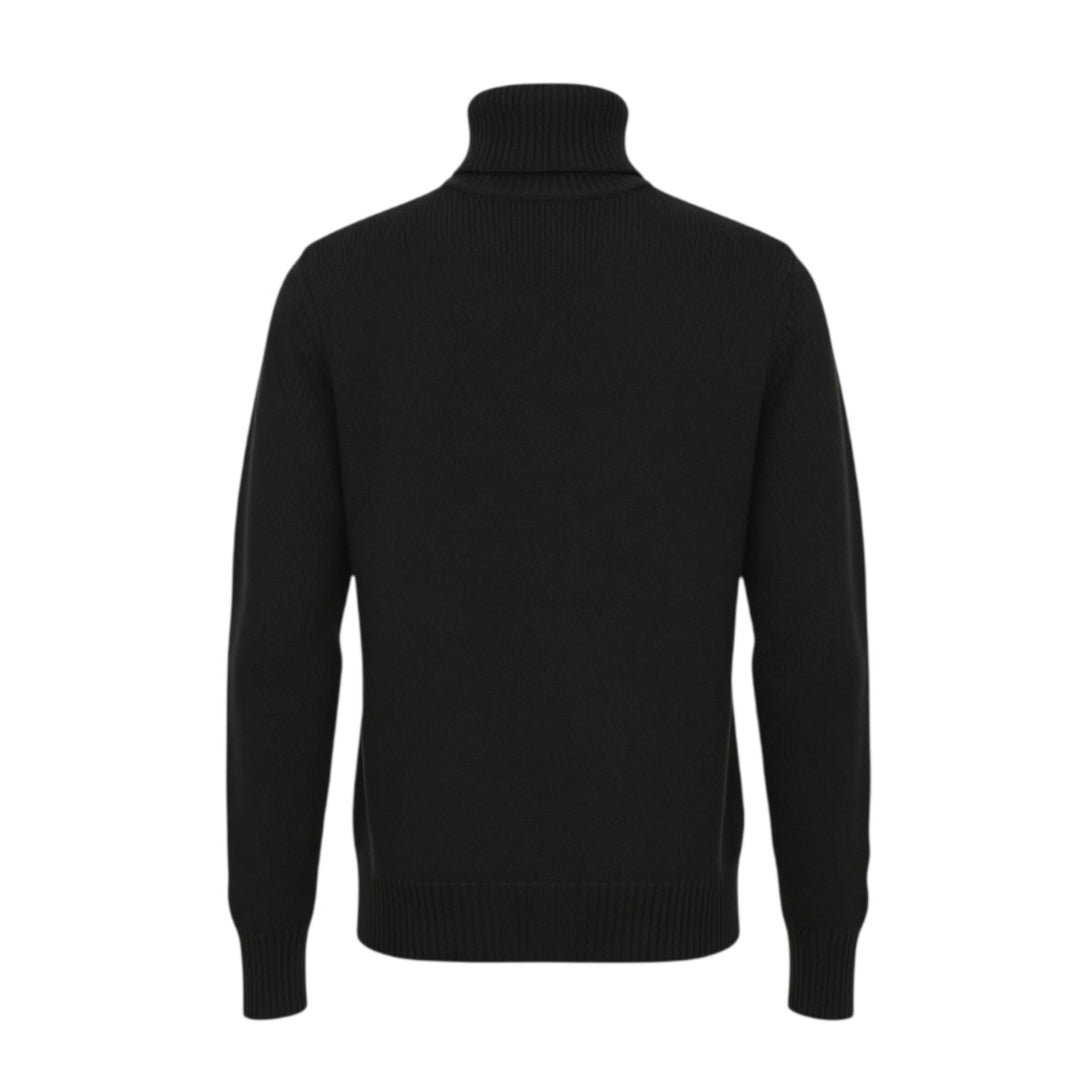 5-GAUGE MERINO WOOL HIGH NECK SWEATER IN BLUE