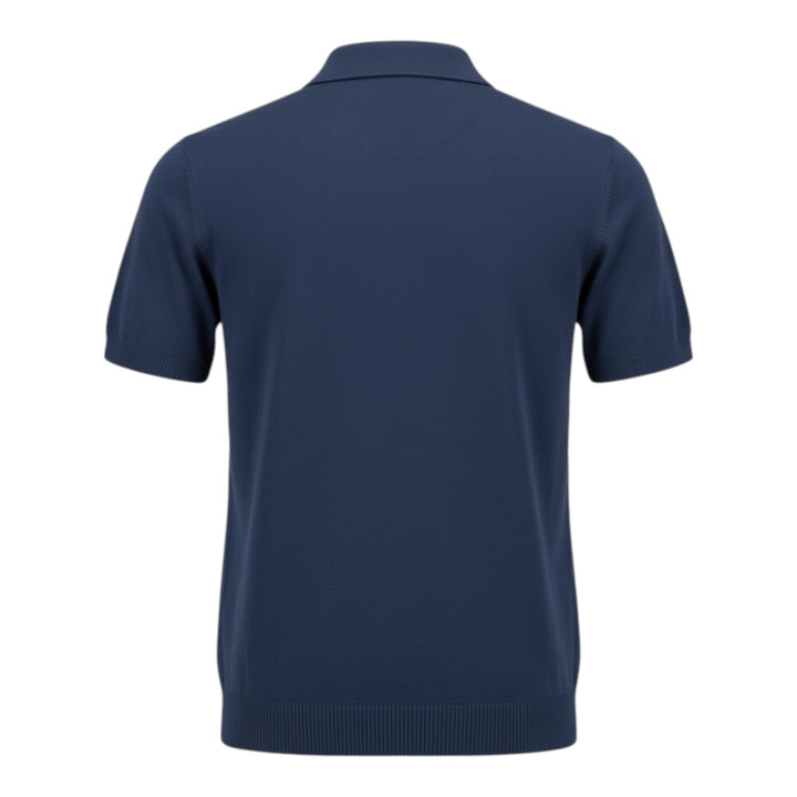 Short-Sleeved Combed Cotton Polo Shirt in Blue Rope