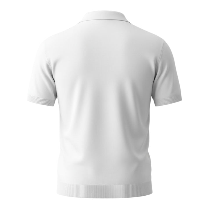 Short Sleeve Combed Cotton Polo Shirt in Optical White Rope