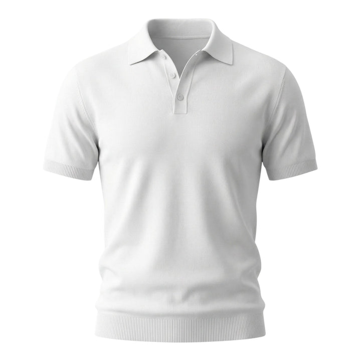 Short Sleeve Combed Cotton Polo Shirt in Optical White Rope