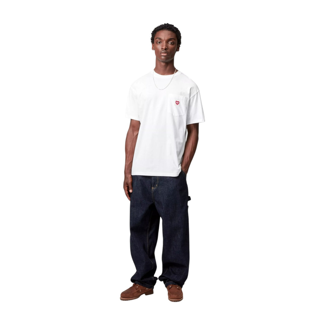 S/S Pocket Heart T-Shirt White / Red