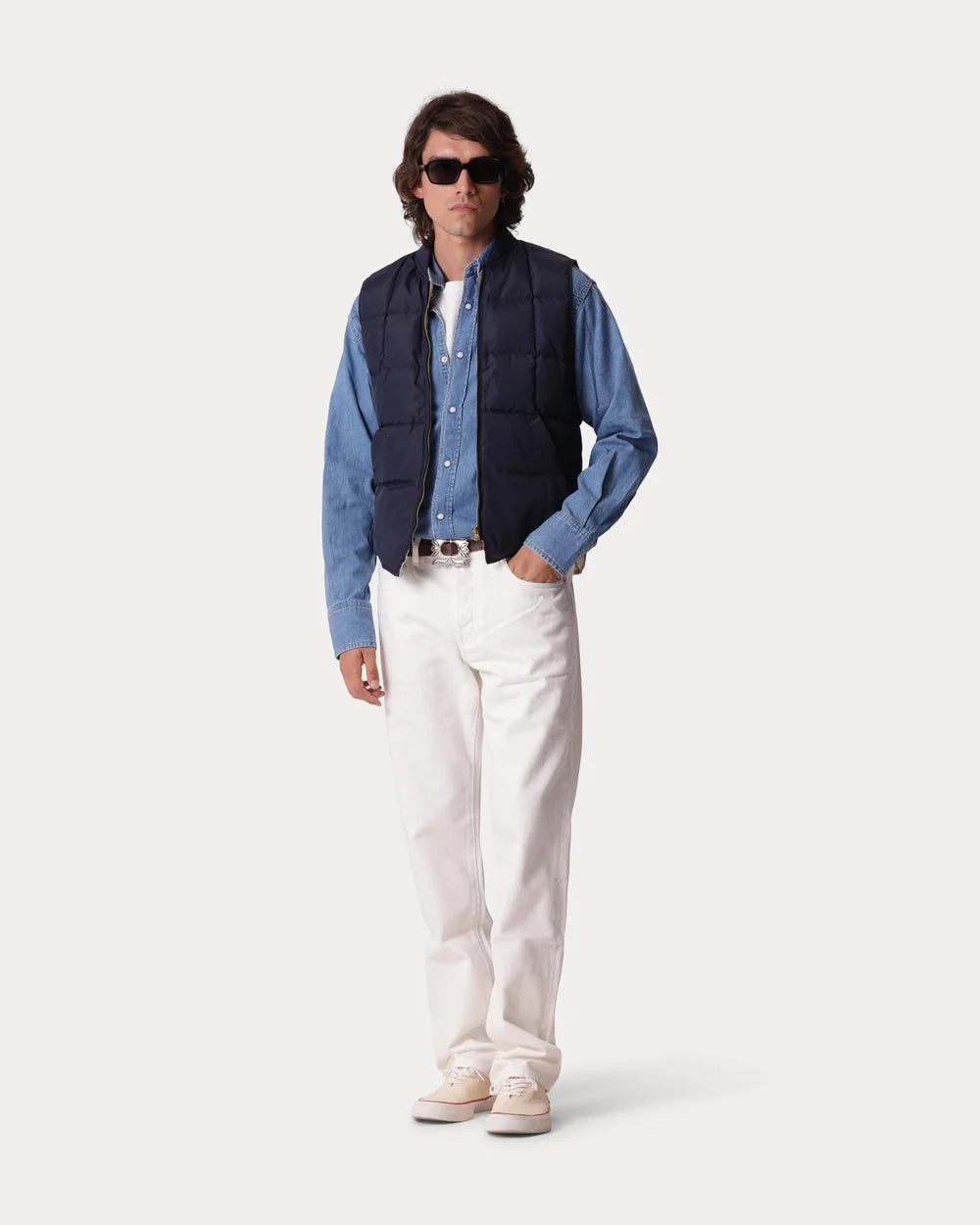 VEST1 SLEEVELESS NYLON GILET BLUE