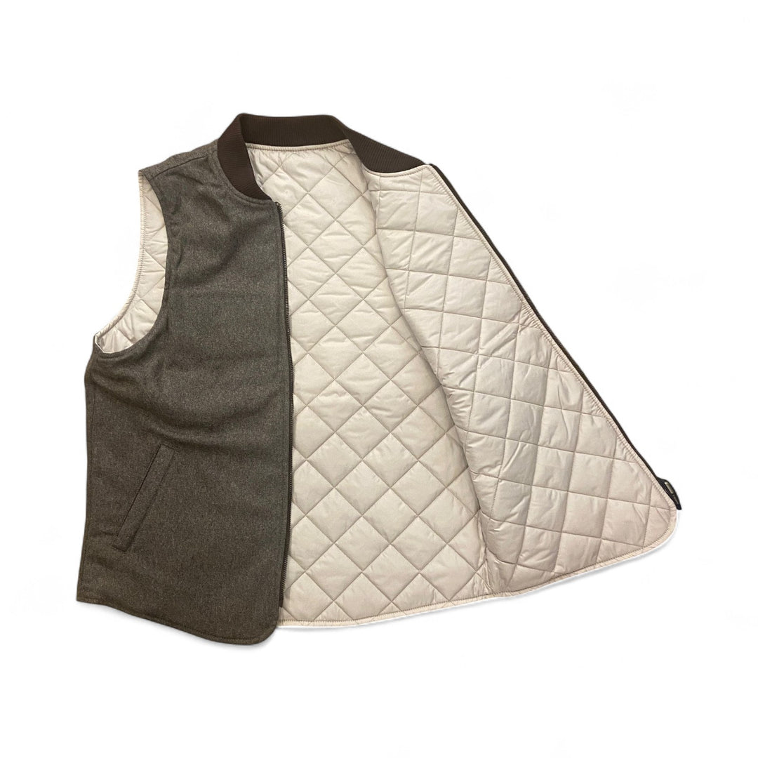 WOOL VEST REVERSIBILE OWL MARRONE