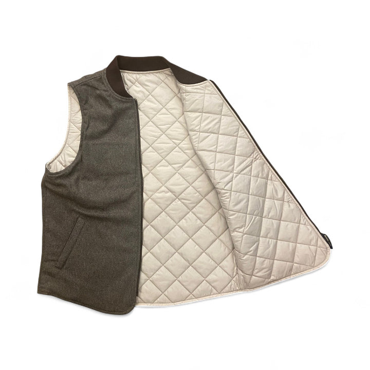 WOOL VEST REVERSIBILE OWL MARRONE
