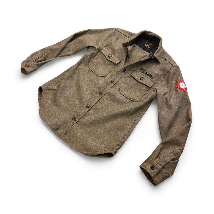 CAMICIA MILITARE IN LANA VERDE