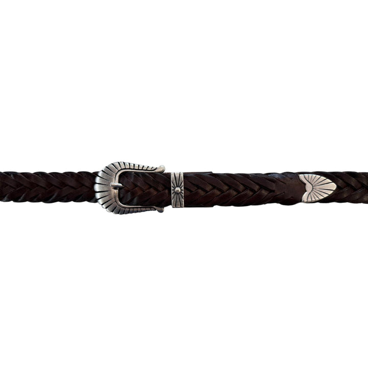 CINTURA IN PELLE INTRECCITA TESTA DI MORO