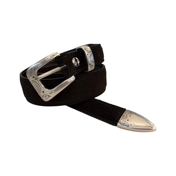 CINTURA IN PELLE SCAMOSCIATA TESTA DI MORO