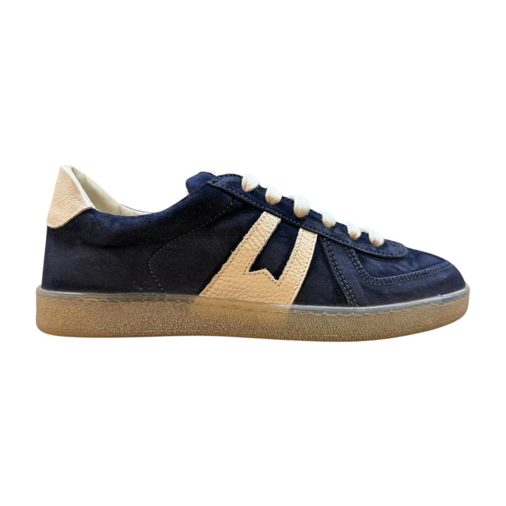 Sneakers in Vera Pelle Scamosciata Blu-Bianco