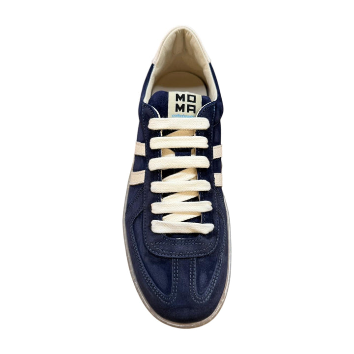 Sneakers in Vera Pelle Scamosciata Blu-Bianco