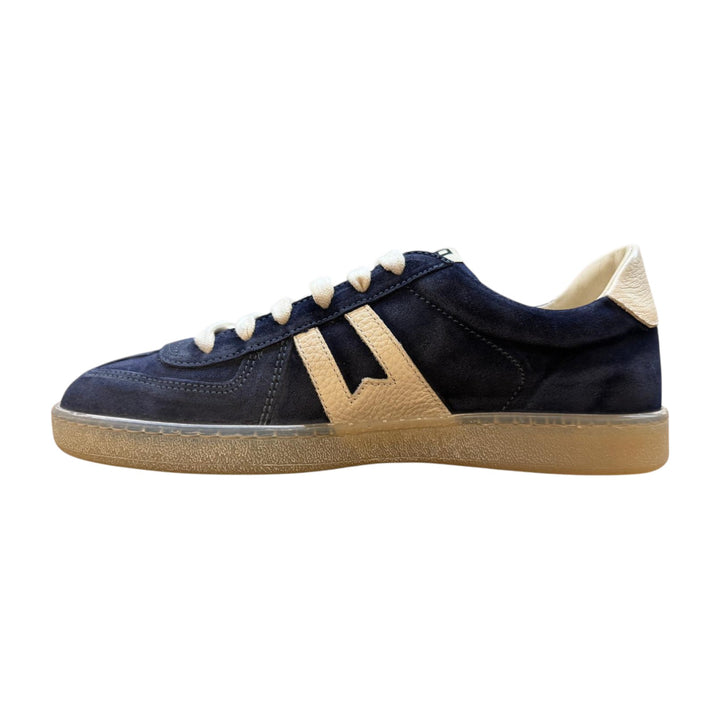 Sneakers in Vera Pelle Scamosciata Blu-Bianco
