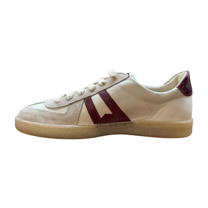 Sneakers in Vera Pelle Bianco-Marrone