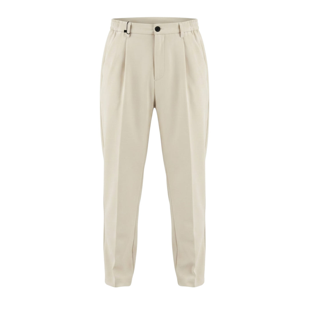 Single Pleat Technical Nylon Drawstring Trousers Sand