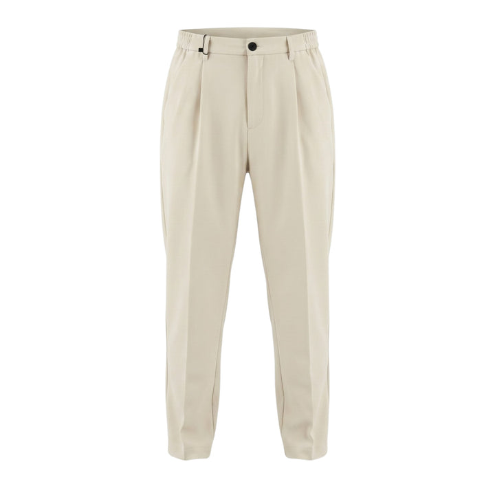 Single Pleat Technical Nylon Drawstring Trousers Sand