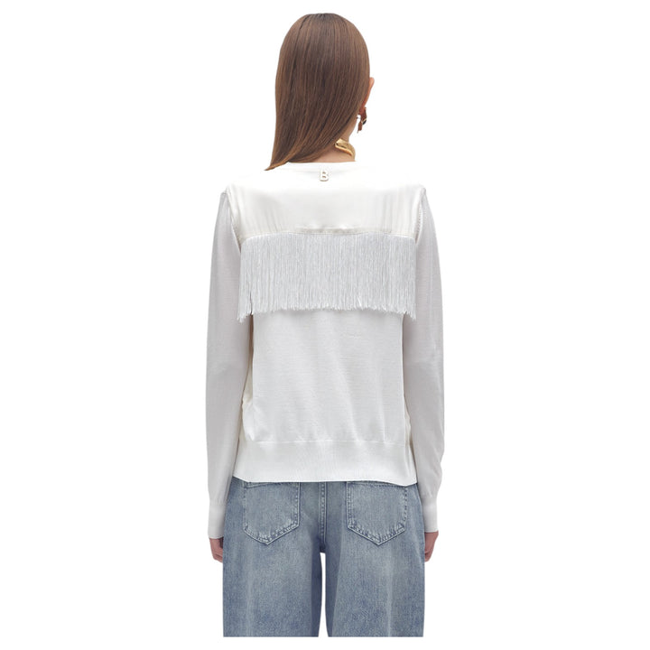 TWIN-SET WHITE RICA FABRIC SWEATER