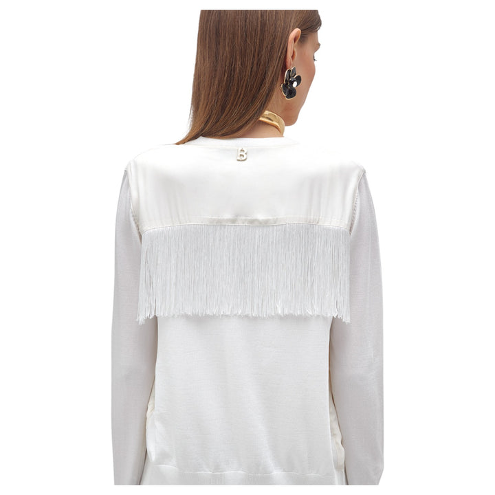 TWIN-SET WHITE RICA FABRIC SWEATER