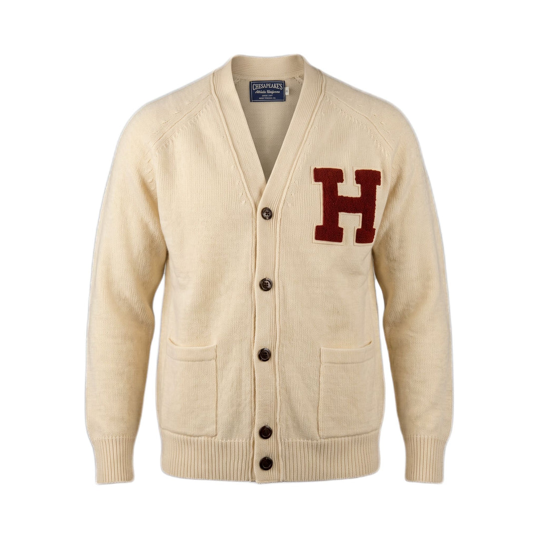 Chesapeake's IVY VARSITY WOOL CARDIGAN HARVARD CREAM Bianco - foto 1