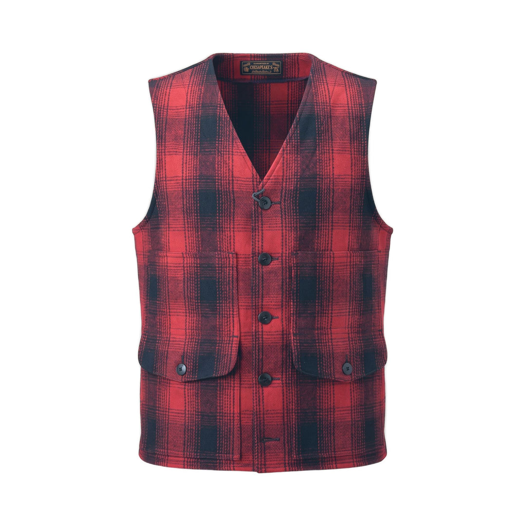Chesapeake's OUTDOOR HEAVY WEIGHT WOOL VEST OREGON CHECK RED LISDE Rosso - foto 1