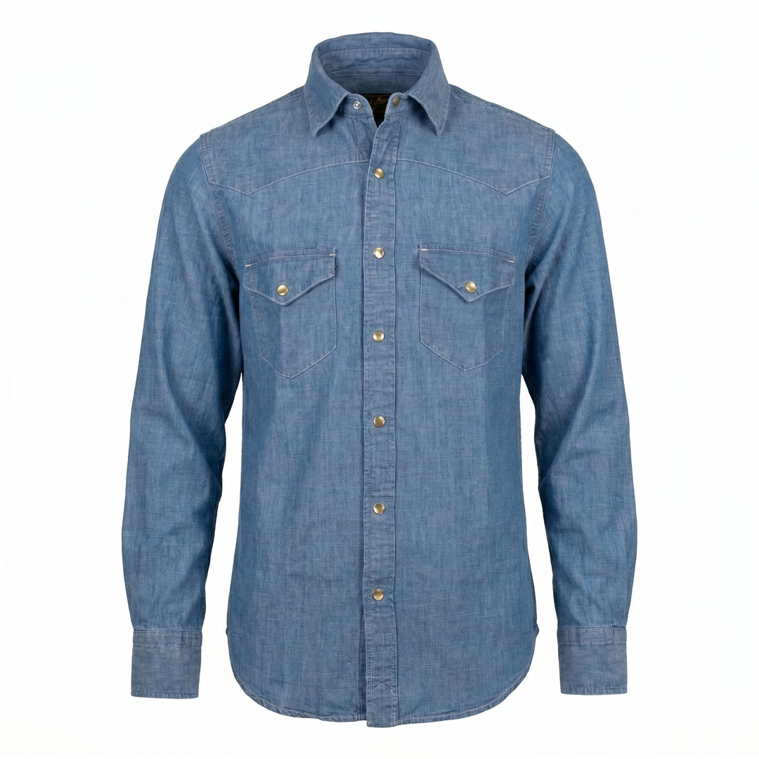 Chesapeake's WESTERN HEMP CHAMBRAY SHIRT FLAGSTAFF BLEACH Blu - foto 1