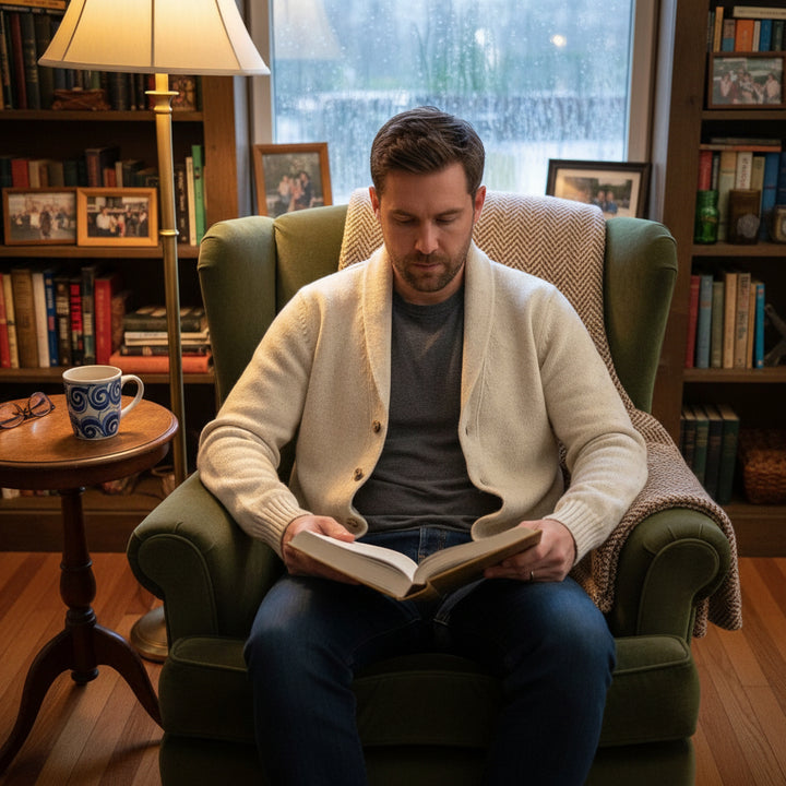 WHITE VIRGIN WOOL CARDIGAN