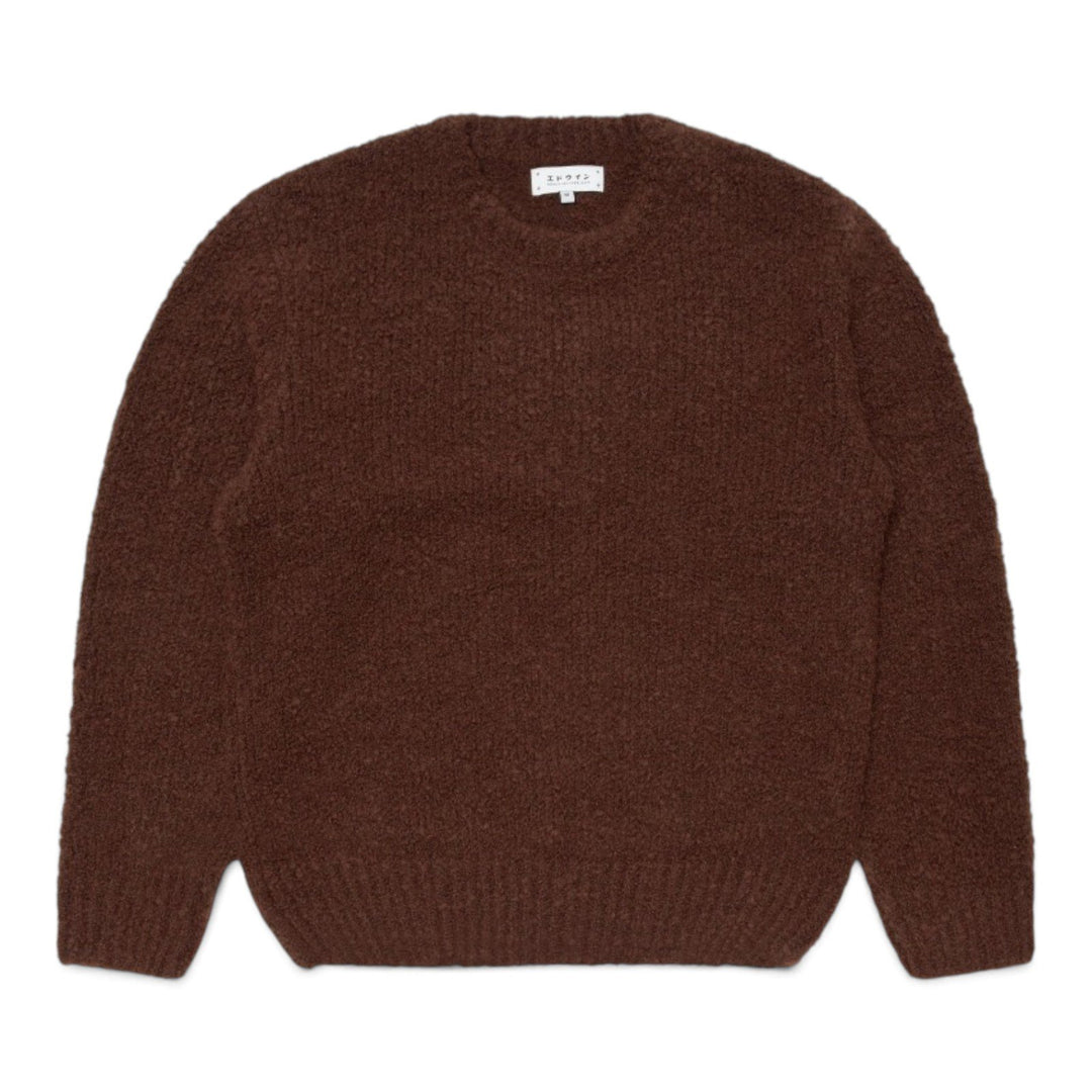 Edwin DUN TEXTURED SWEATER RUM RAISIN Marrone - foto 1