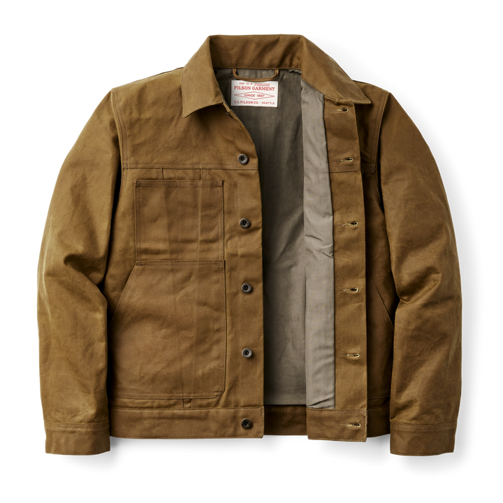 Filson Tin Cloth Short Lined Cruiser Jacket Dark Tan Marrone - foto 4