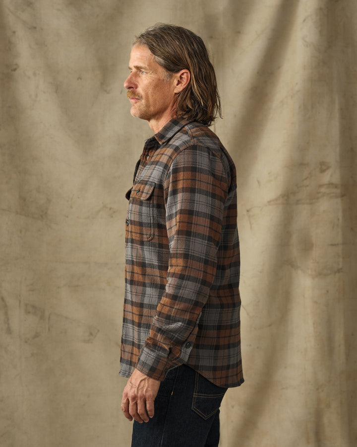 Filson Vintage Flannel Work Shirt Brown/Charcoal Plaid Marrone - foto 2
