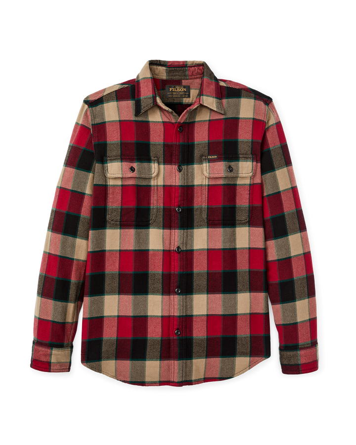 Filson Vintage Flannel Work Shirt Red/Cream Plaid Rosso - foto 4