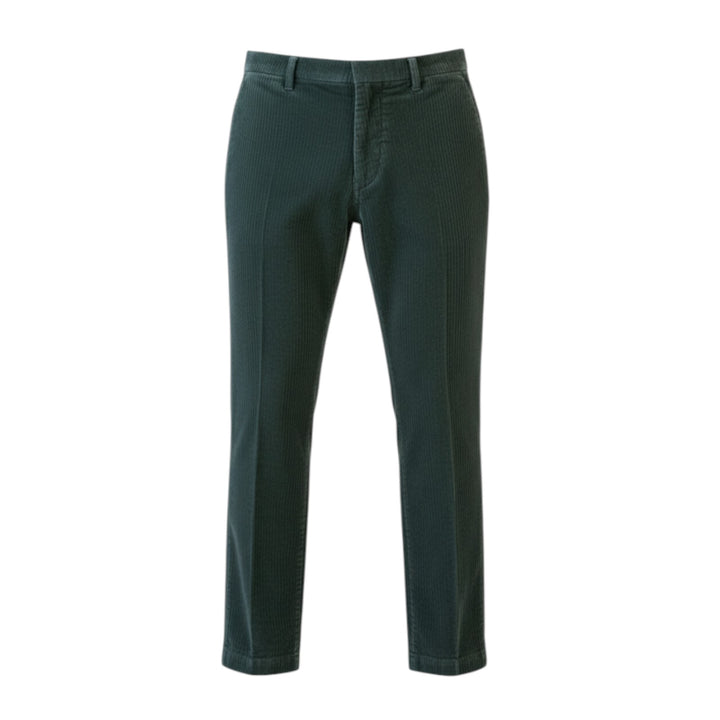Green Short Velvet Trousers with American Pockets