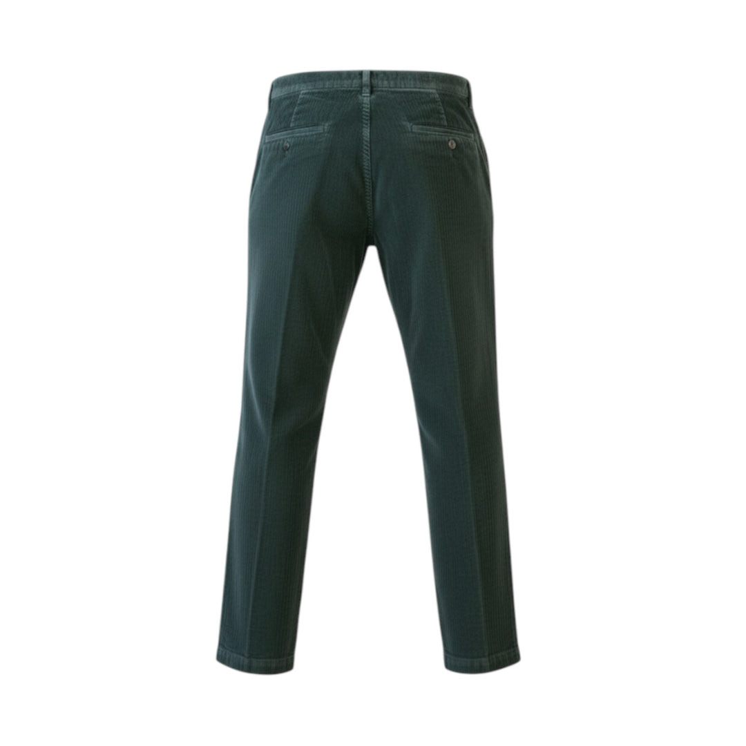 Green Short Velvet Trousers with American Pockets
