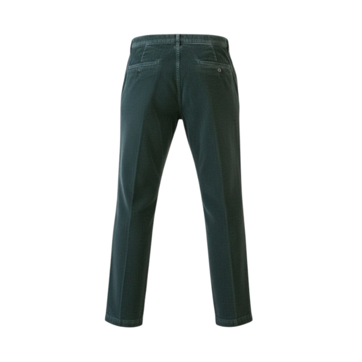 Green Short Velvet Trousers with American Pockets