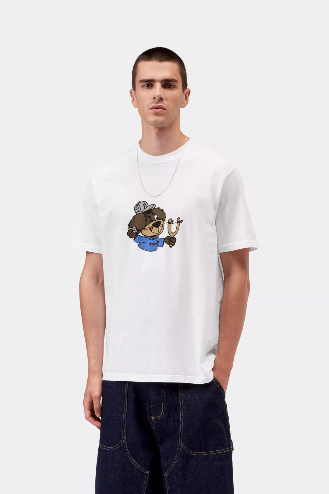 S/S Slingshot T-Shirt White heavy enzyme wash