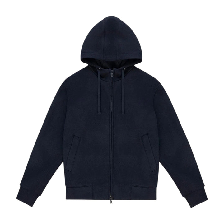 FULL ZIP HOODIE WOOL DARK BLU