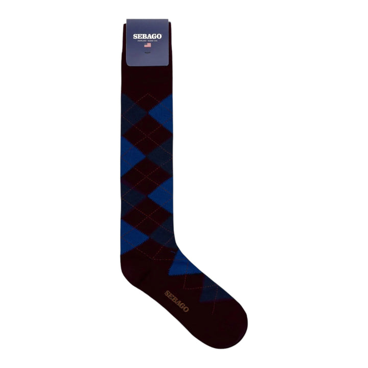 CALZE IN COTONE ROMBI BLU-CELESTE