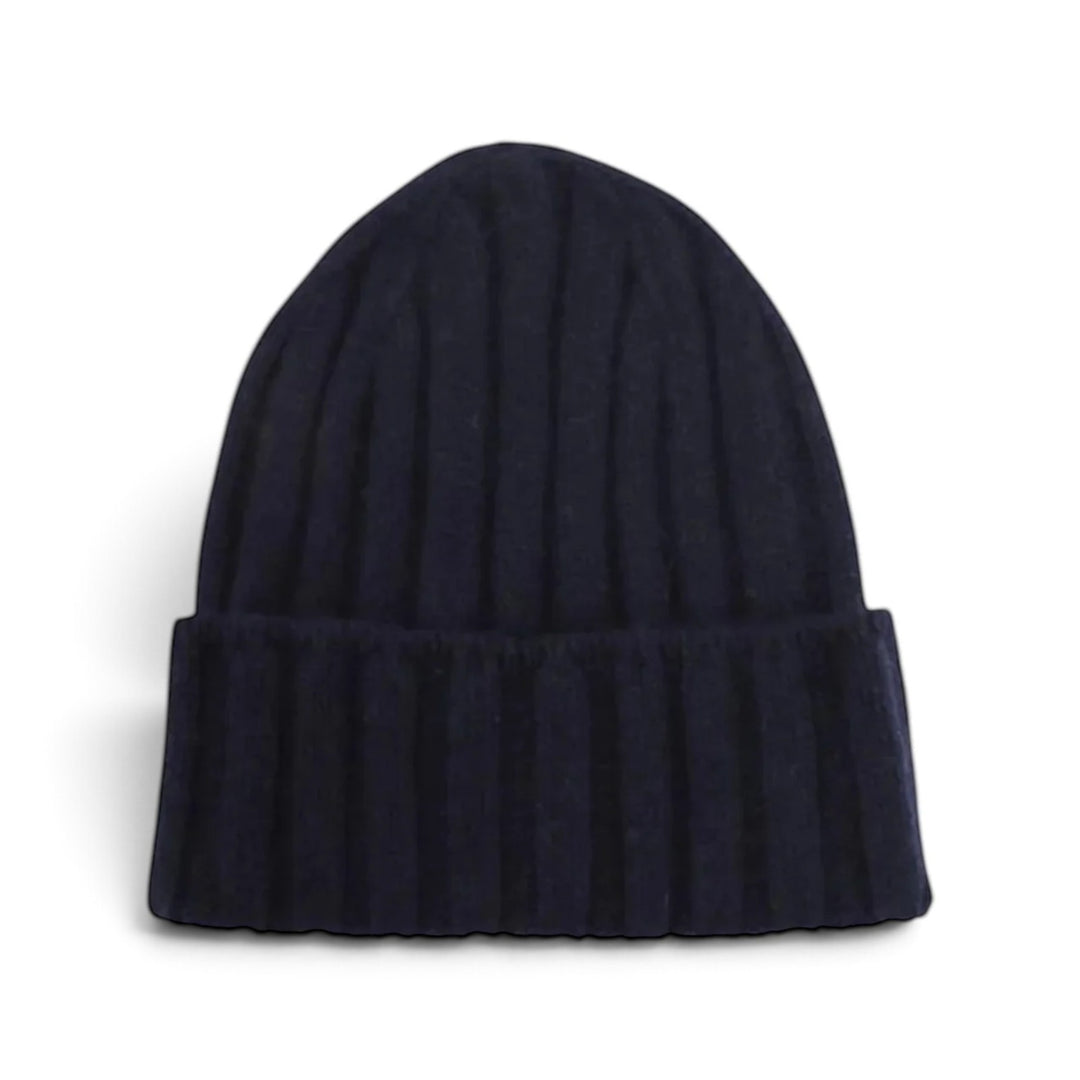 100% CASHMERE BALE HAT NAVY BLUE