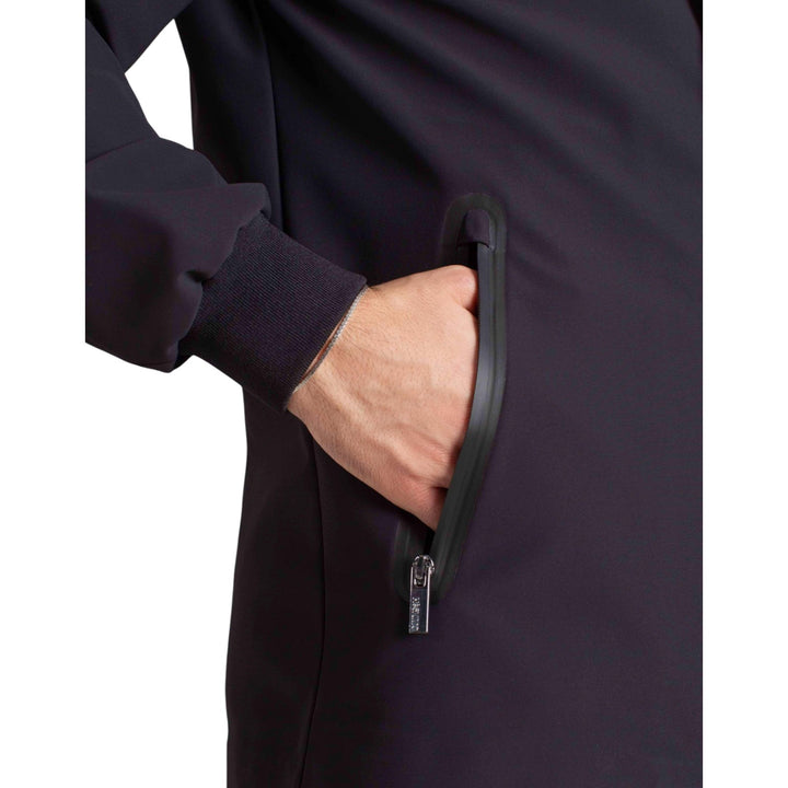 BLACK TECHNICAL FLEECE HOODED PARKA