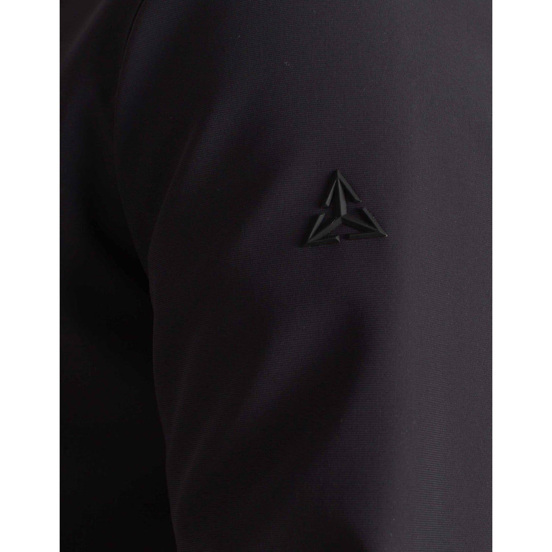 BLACK TECHNICAL FLEECE HOODED PARKA