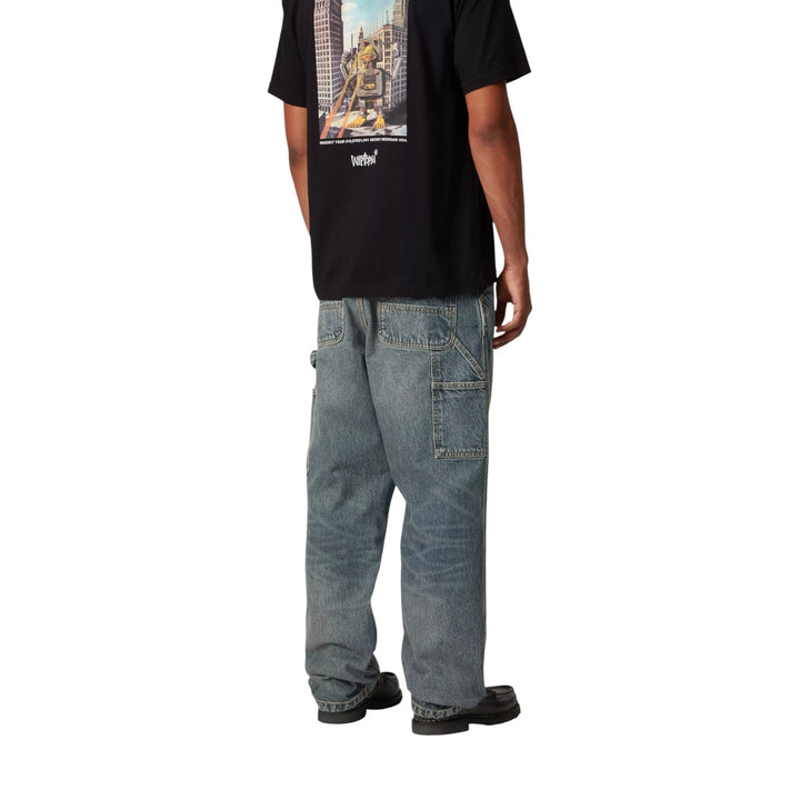 Single Knee Pant Blue Worn Washed