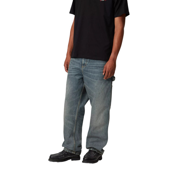 Single Knee Pant Blue Worn Washed