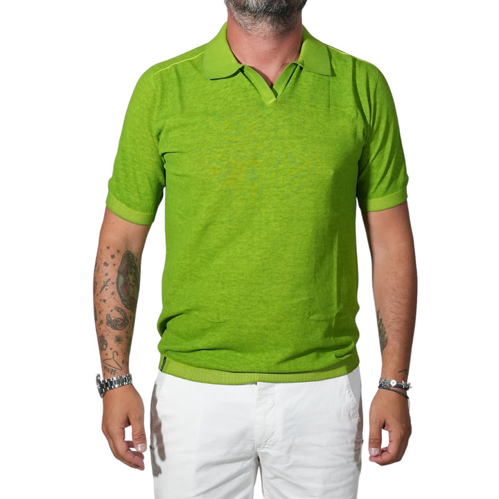 immagine-1-arovescio-polo-in-filo-cotone-verde-maglieria-s24m31012-elleboro