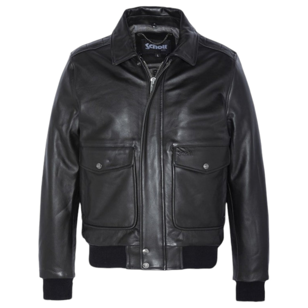 immagine-2-schott-giubotto-bomber-vera-pelle-nero-giacca-lc-5331x-black